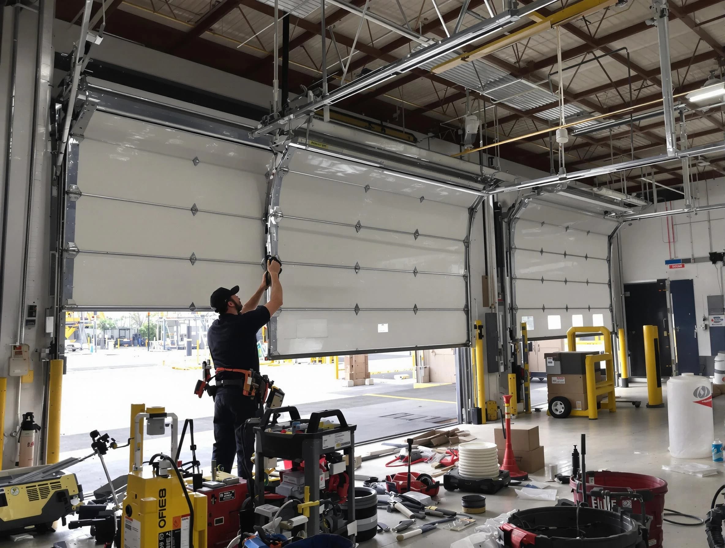 Harrah Garage Door Repair technician performing commercial garage door repair in Harrah