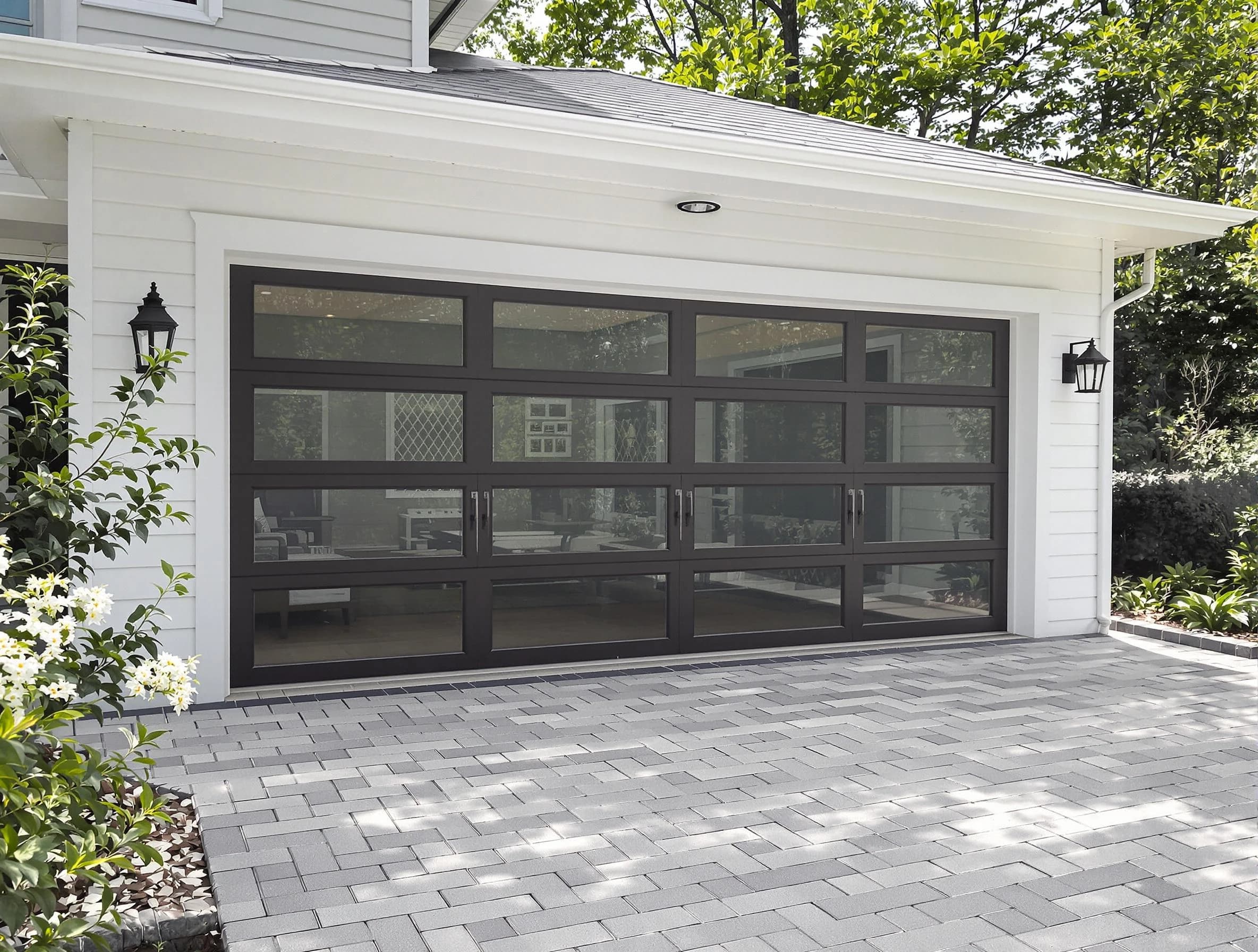 Harrah Garage Door Repair design specialist presenting custom garage door options to Harrah homeowner