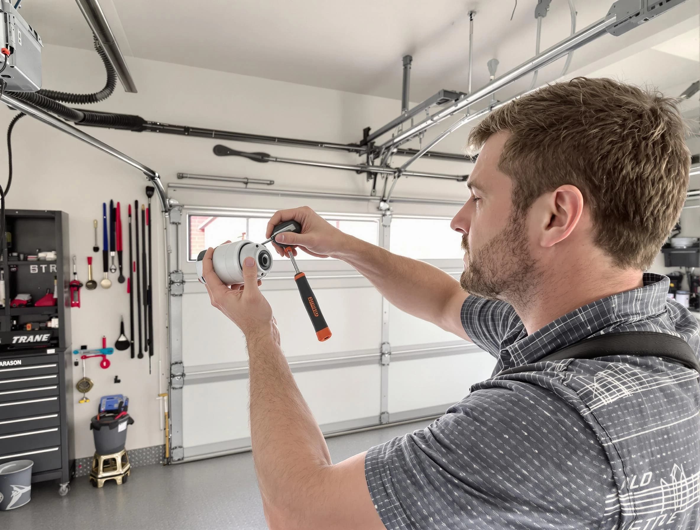 Garage door opener repair service by Harrah Garage Door Repair in Harrah