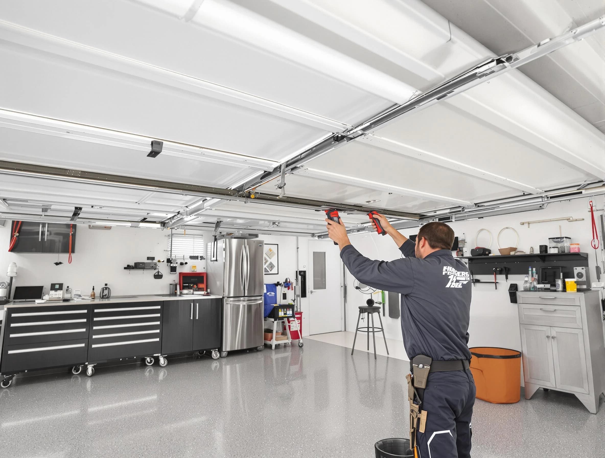 Overhead garage door repair service by Harrah Garage Door Repair in Harrah