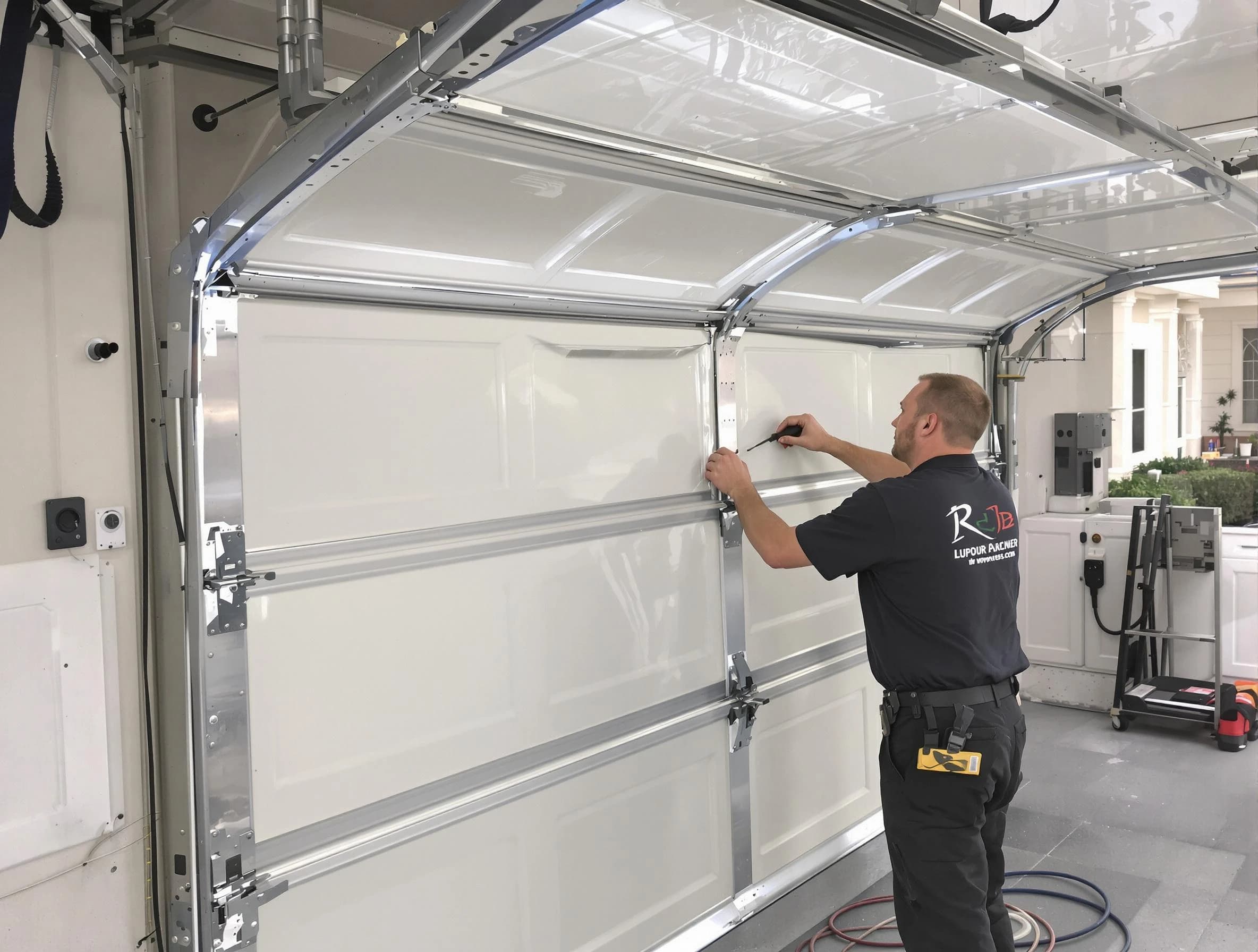 Harrah Garage Door Repair professional performing panel repair in Harrah