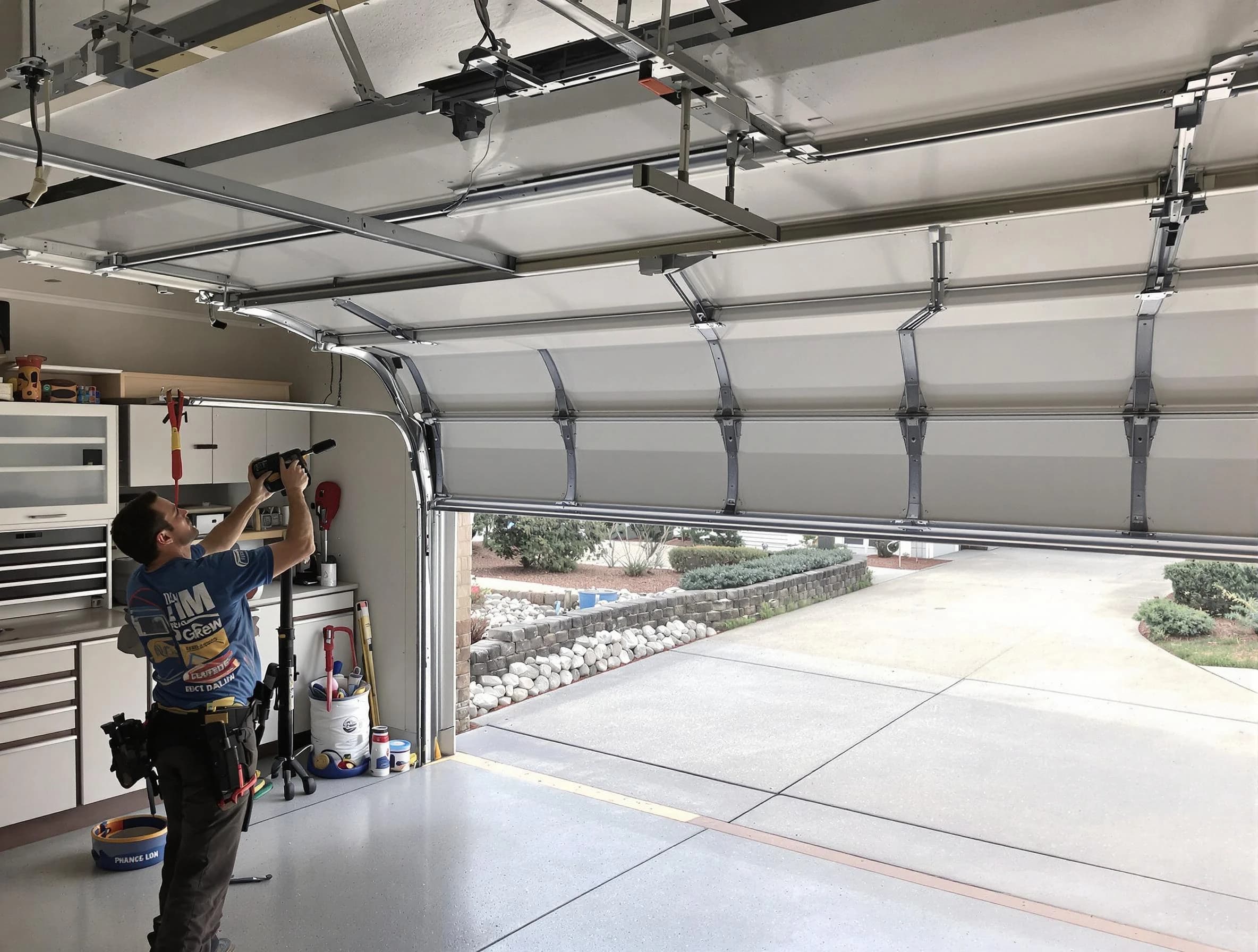 Garage door track repair service by Harrah Garage Door Repair in Harrah