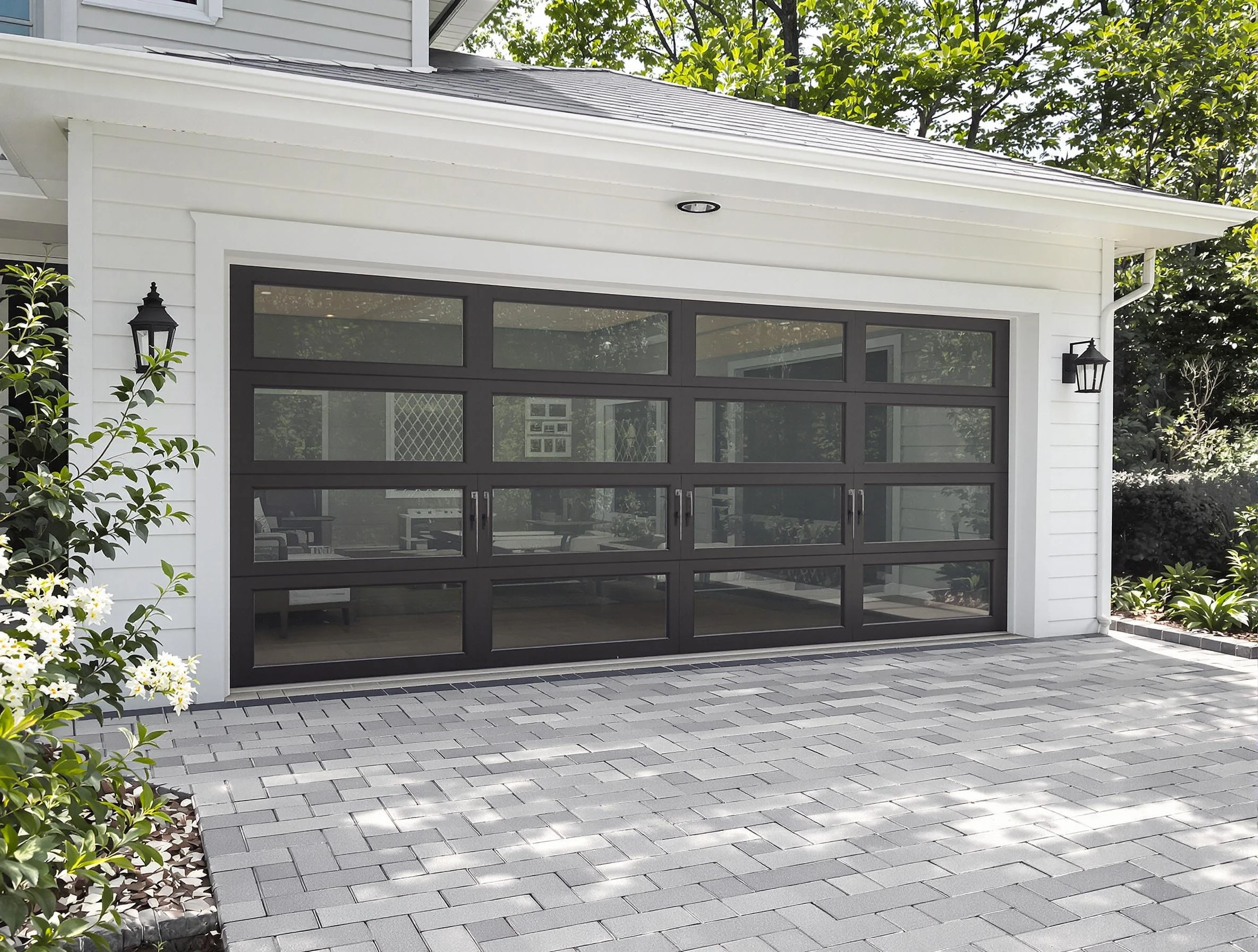 Harrah Garage Door Repair design specialist presenting custom garage door options to Harrah homeowner