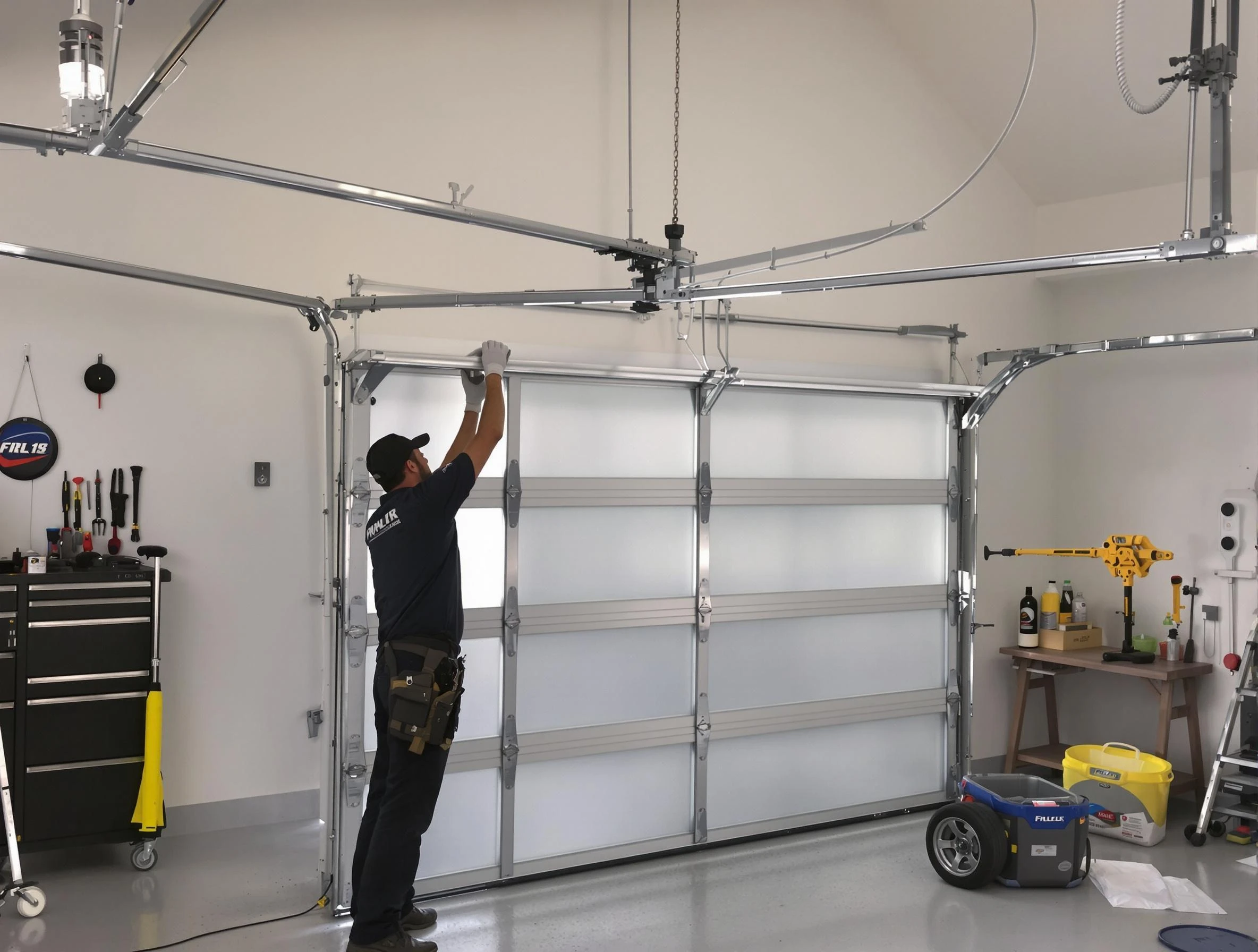 Harrah Garage Door Repair certified team performing precision garage door installation in Harrah